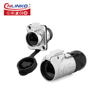 Connecteur femelle à bride métallique Cnlinko LP16 RJ45, étanche IP68, prise circulaire pour l'automatisation industrielle et les environnements difficiles