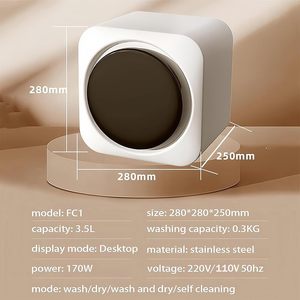 Lave-linge et sèche-linge mini portable 2 en 1 avec tambour compact en acier inoxydable, pour petits vêtements, sous-vêtements - Product Image 5