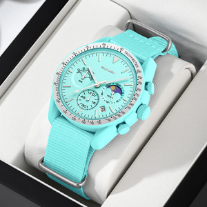 <span class=keywords><strong>Montre</strong></span> chronographe à quartz pour <span class=keywords><strong>homme</strong></span>, affichage jour/nuit 24 heures, lunette tachymètre, fenêtre de date, <span class=keywords><strong>bracelet</strong></span> en nylon, <span class=keywords><strong>montre</strong></span>-<span class=keywords><strong>bracelet</strong></span> sport décontractée - Product Image 3