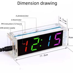 Kits de reloj electrónico LED Digital de siete colores, Kit de reloj LED, fecha de temperatura de tiempo de tubo Digital con Proyecto de Aprendizaje de práctica - Product Image 4