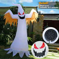 Fantôme gonflable d'Halloween avec lumières LED flamboyantes, fantôme effrayant à gonfler pour la décoration extérieure de la cour, du jardin et de la pelouse