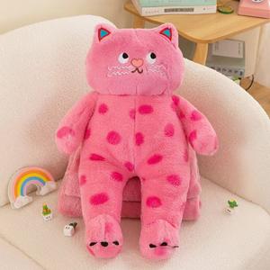 Sevimli karikatür ayı doldurulmuş bebek 2-in-1 battaniye ve stres giderici yastık PP pamuk peluş araba ofis şekerleme ofis konfor oyuncak - Product Image 1