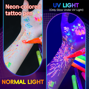 8 Rotuladores de Pintura Corporal Permanente que Brillan en la Oscuridad, Pintura Facial UV Neón, Marcadores de Tatuajes, Esenciales para Festivales, Pascua - Product Image 3