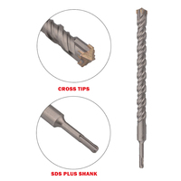 SUBORUI Mèche à Percussion SDS Plus en Carbure de Tungstène à Pointe en Croix YG8C 350 mm pour Perçage Rotatif Électrique dans la Maçonnerie, la Pierre, le Marbre et le Béton