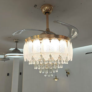 Ventilador de Techo de Lujo de 42 Pulgadas, Ventilador de Techo Retráctil de 72 W con Luz, 4 Aspas para Dormitorio, Sala de Estar, Ventiladores de Techo LED para Dormitorio - Product Image 2