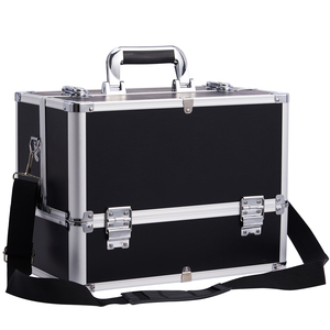 Professional <b>Makeup</b> Train <b>Case</b> with 6 Trays Shoulder Strap Large <b>Makeup</b> Organizer Box Portable Cosmetic Travel <b>Case</b> with Divider - Product Image 1