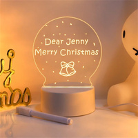 Lámpara de mesa creativa personalizada DIY 3D luz de noche escrita a mano acrílico en blanco luces de ilusión LED para niños tablero de mensajes