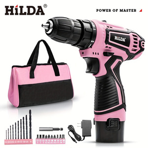 HILDA 21V Lithium Battery Cordless Impact <b>Drill</b> Keyless 45PCS Tools Set OEM Customization Home Use Multi-Function Variable KHC-M - Product Image 4