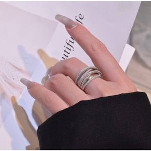 Anillos de circonita <span class=keywords><strong>Punk</strong></span> para mujer, joyería de 13mm de ancho, tejido multicapa, cz, Plata de Ley 925, anillo de circonia cúbica - Product Image 5