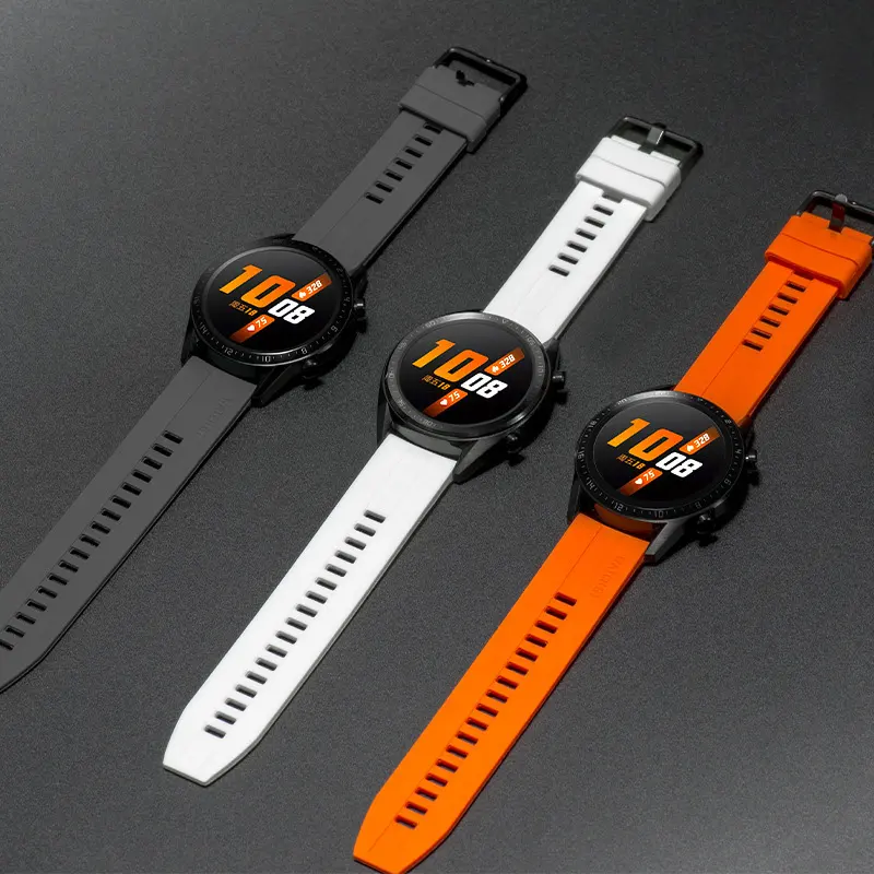 Silicone watches men wrist band silicon watch strap 20 22mm band huawei watch gt 2 46mm strap