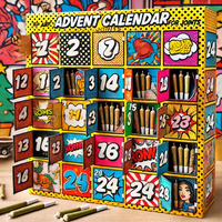 Boîte de calendrier de l'avent personnalisée, 24 compartiments, boîte de compte à rebours de Noël pliable de luxe, boîte cadeau vide pour calendrier de l'avent, OEM ODM