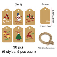 Étiquettes de Noël 2026 : Nouvelles cartes de Noël avec motif Père Noël et sapin, attaches pour étiquettes suspendues avec épingles de sécurité