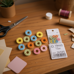 Accessorio circolare in legno Ilan da 18 mm, 12 pezzi, per progetti creativi - Product Image 2