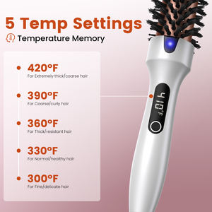 Herramienta de estilismo de cepillo de soplado portátil con pantalla de temperatura LED calentada PTC Cepillo de pelo redondo de color personalizado para uso en viajes - Product Image 6