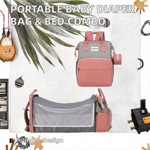 Organisateur de couches écologique avec logo personnalisé, imperméable, avec matelas à langer, sac à main matelassé en nylon pour maman avec poche isolée - Product Image 2