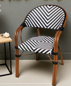 Chaise de bistrot de style français Yoshen en noir et blanc pour l'extérieur, chaise de jardin, chaise de patio - Product Image 3