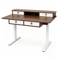 Bureau debout ergonomique réglable en hauteur avec tiroirs, poste de travail informatique électrique motorisé assis-debout pour bureau à domicile