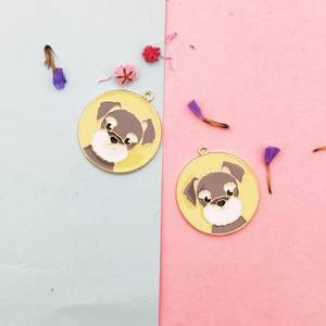Mặt Dây Chuyền Quyến Rũ Tráng Men Hình Chú Chó Nhỏ Hoạt Hình Dễ Thương Mặt Dây Chuyền Hợp Kim Cún Con Hình Tròn Phụ Kiện Trang Sức Vòng Tay Tự Làm - Product Image 3