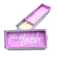 Boîte d'emballage de cils à tiroir coulissant violet de luxe avec logo d'estampage holographique Impression de revêtement UV personnalisée pour cosmétiques