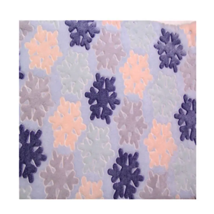 two side 3d cut flowers snowflake printed flannel fleece fabric for pajamas