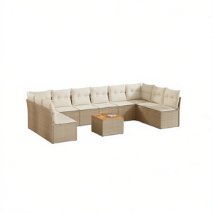 Set Divano da Giardino in Rattan PE Beige, Arredamento Modulare da Esterno, Design Contemporaneo Confortevole con Cuscini in Schiuma ad Alta Densità - Product Image 1