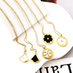 No Fade Korean <b>Angel</b> Wings Flower White Shell Pendant 18kgp <b>Necklace</b> Price <b>Necklace</b> for Women - Product Image 2