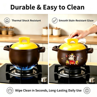 Casserole en céramique marron style flocon de neige 4,5 L avec couvercle jaune, antiadhésive de qualité supérieure, structure microporeuse, compatible gaz et lave-vaisselle