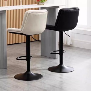 Taburete de Bar Moderno con Respaldo, Altura Ajustable, Base Giratoria de Metal, para Uso Comercial - Product Image 3