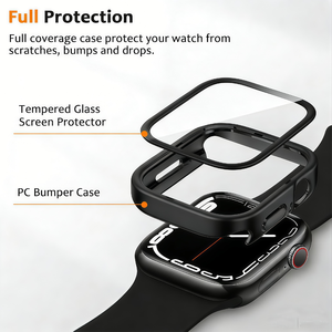 Funda Protectora Completa Antiarañazos de PC Rígido con Electrochapado para IWatch <span class=keywords><strong>40mm</strong></span>/44mm/41mm/45mm con Protector de Pantalla de Vidrio Templado - Product Image 3