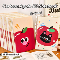 Carnet A5 mignon à motif de dessin animé, cahier d'exercices pour étudiants, pages lignées, journal portable, bloc-notes pour notes d'étude quotidiennes