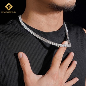 ZUANFA JEWELRY 925 Silver Oval Cut Moissanite <b>Statement</b> <b>Necklace</b> Unisex Luxury Tennis Chain - Product Image 3