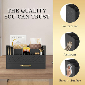 Office Organizer <b>Storage</b> Box Rectangle Bamboo Multifunctional Desk Organizer for Office and Student Use - Product Image 2