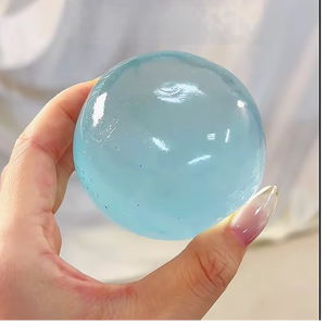 ลูกบอลบีบคลายเครียดทำมือจากน้ำมันมะพร้าวสีฟ้ามิ้นท์ บีบแล้วคืนตัวช้า ของเล่นบีบ DIY - Product Image 1