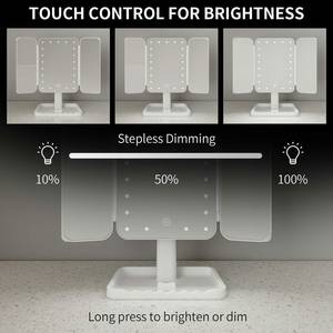 Dimmable Luminosité Loupe Blanc Réglable Led Trifold Maquillage Cosmétique Avec Lumière Rechargeable Pliant Vanité <span class=keywords><strong>Miroir</strong></span> - Product Image 5