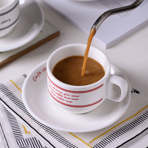 Juego de Taza y Platillo de Café Vintage, Taza de Cerámica con Letras Inglesas para Latte - Product Image 6