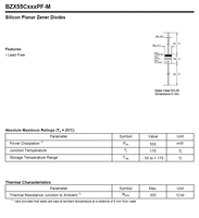Diodo Zener de Vidrio BZX55C2V7 BZX55C2V7PF-M, 500mW, 2.5-2.7V, DO-35, Montaje a través de Orificio, 100% Original y con Código de Lote Rastreable