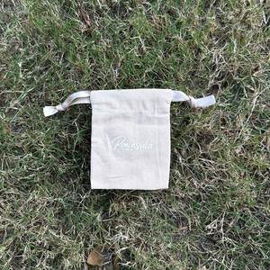 Customized Logo Printed Muslin <b>Bags</b> With Ribbons Natural Biodegradable Cotton Gift Canvas <b>Bag</b> - Product Image 2