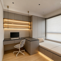 Lit Tatami en Bois Inclinable avec Rangement Intégré pour Chambre Familiale d'Hôtel Appartement, Personnalisable, Grand Format, avec Armoire