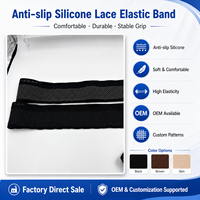 Vente en gros de dentelle élastique antidérapante en silicone personnalisée pour accessoires vestimentaires