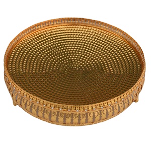 Platos Redondos para Servir con Decoración Dorada de Arabia Saudita, Bandejas Indias para Bodas - Product Image 2