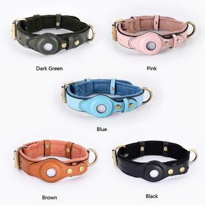 <span class=keywords><strong>Collier</strong></span> <span class=keywords><strong>pour</strong></span> <span class=keywords><strong>chien</strong></span> AirTag en cuir véritable suédé rembourré avec accessoires en laiton, support <span class=keywords><strong>pour</strong></span> traceur <span class=keywords><strong>GPS</strong></span>, <span class=keywords><strong>pour</strong></span> chiens de taille moyenne et grande, vente en gros d'usine OEM - Product Image 5