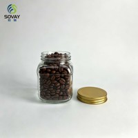 Pot en verre transparent à coins carrés de 330 ml, récipient transparent à col fileté pour confiture, miel, cornichons, stockage alimentaire en cuisine