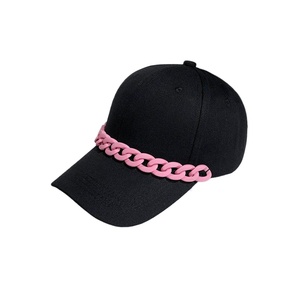 Custom Summer Chic Chunky Acrylic Chain Fashionable Baseball Cap With Straps Chains Women Baseball Caps - Product Image 3