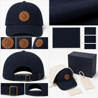 Gorra de Béisbol de Lujo de 6 Paneles con MOQ Bajo, Visera Curva de Sarga de Algodón, Parche de Cuero, Tacto Suave, Envío Rápido, Regalo Corporativo, Etiqueta Personalizada