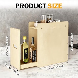 Wooden Knife <b>Rack</b> Seasoning Storage Desktop Pull Out Concealed Organizer 3 Tier Bamboo Material - Product Image 4