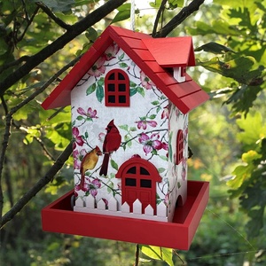Mangiatoia per Uccelli Selvatici Oniya Vintage con Tetto, Capacità 2 Libbre, Stampa Pino, Pinzoni e Clematidi, per Giardino, Cortile e Patio - Product Image 1