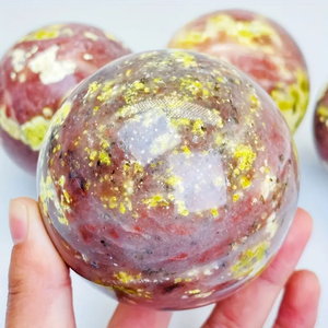 Vente en gros de sphères de cristal polies de haute qualité, boule de tourmaline lotus, jaspe, ornement Feng Shui, pierres de guérison, décoration d'intérieur, cadeau - Product Image 1