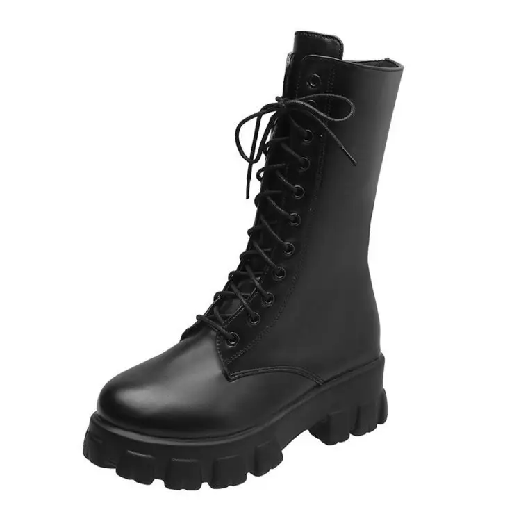 Martin Boots Spring and Autumn Single Boots Versatile Thick Sole Medium Barrel Short Boots Breathable
