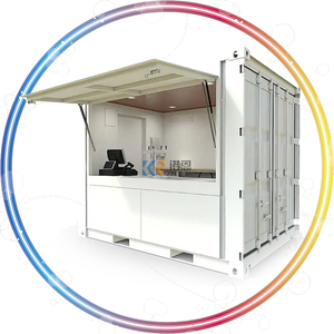 Conteneur maritime transformable en café pop-up 20 pieds, extensible, pliable, mobile, portable, pour location et stockage, en panneaux sandwich d'acier - Product Image 1