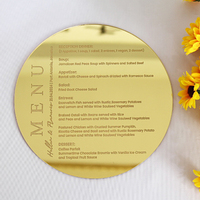 Tarjetas de menú de boda acrílicas con espejo dorado personalizado de fábrica para recepción, evento, boda